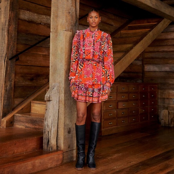 Farm Rio Mixed Floral Ruffle Mini Dress - Picture 4 of 12